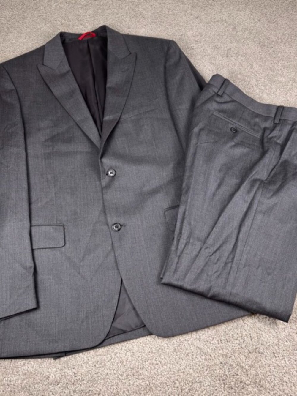 Alfani for Macy's Suit Men's 42R Gray 2 Button 100% Wool Pants 34x30 Pleated